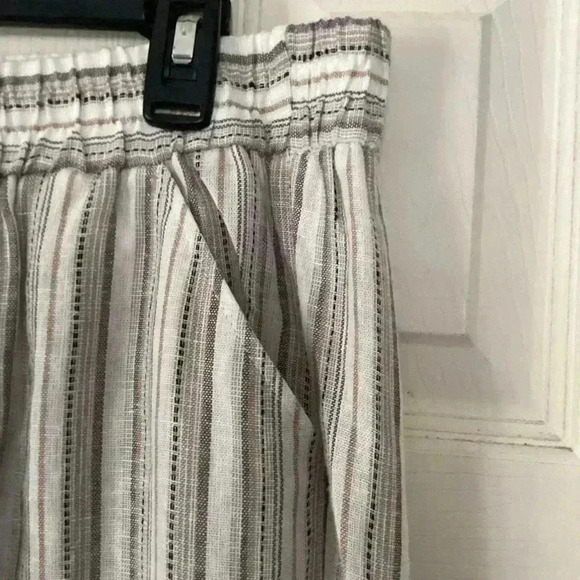 Land 'N Sea Linen Blend Elastic Waist Button Pull-On Cropped Pants striped Sz 1X - Picture 9 of 10